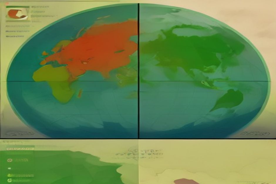 Iconos de balance un check verde para pros y una x roja para contras sobre un fondo de mapa mundial con líneas de envío